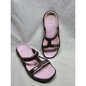Crocs Florence Slide Sandal Women's Sz 9 Brown Pink Casual Slip On Shoes- READ
